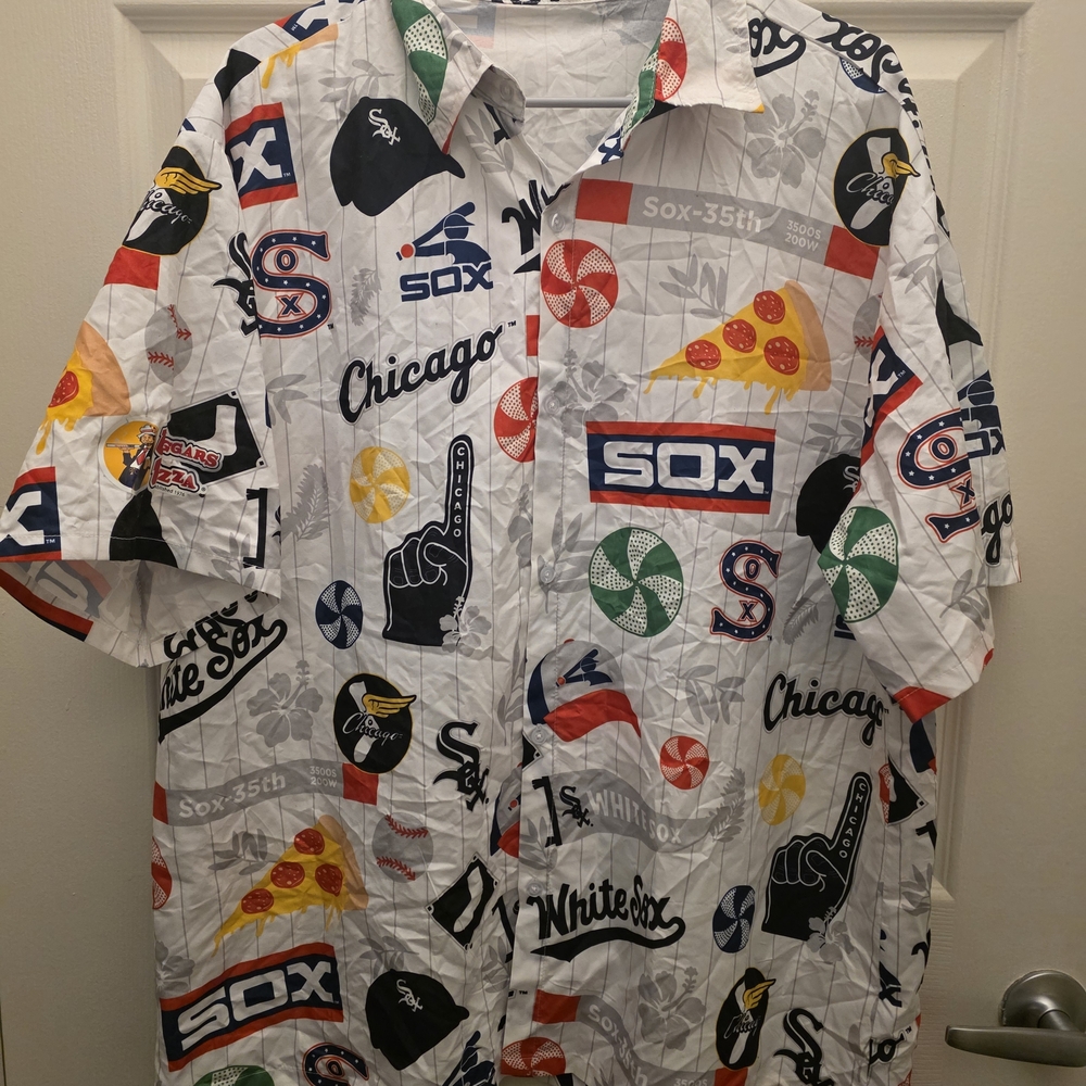 Chicago White Sox Beggars Pizza Button Up Short Sleeve Shirt Size XL